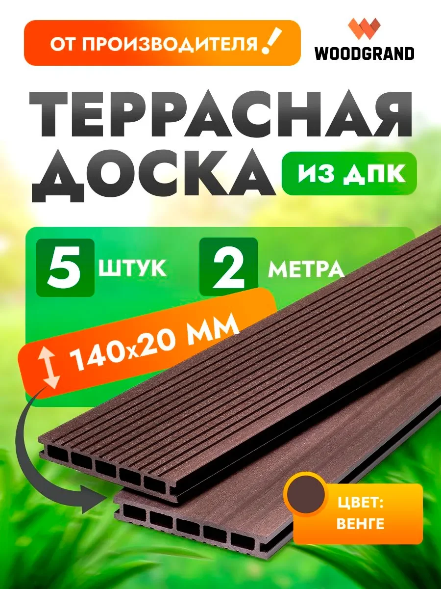 Террасная доска 140х20 мм OZON 2м 5 шт - Венге